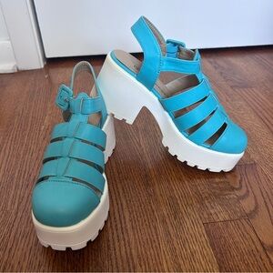 Reneeze Platform Sandals robin’s egg blue and white